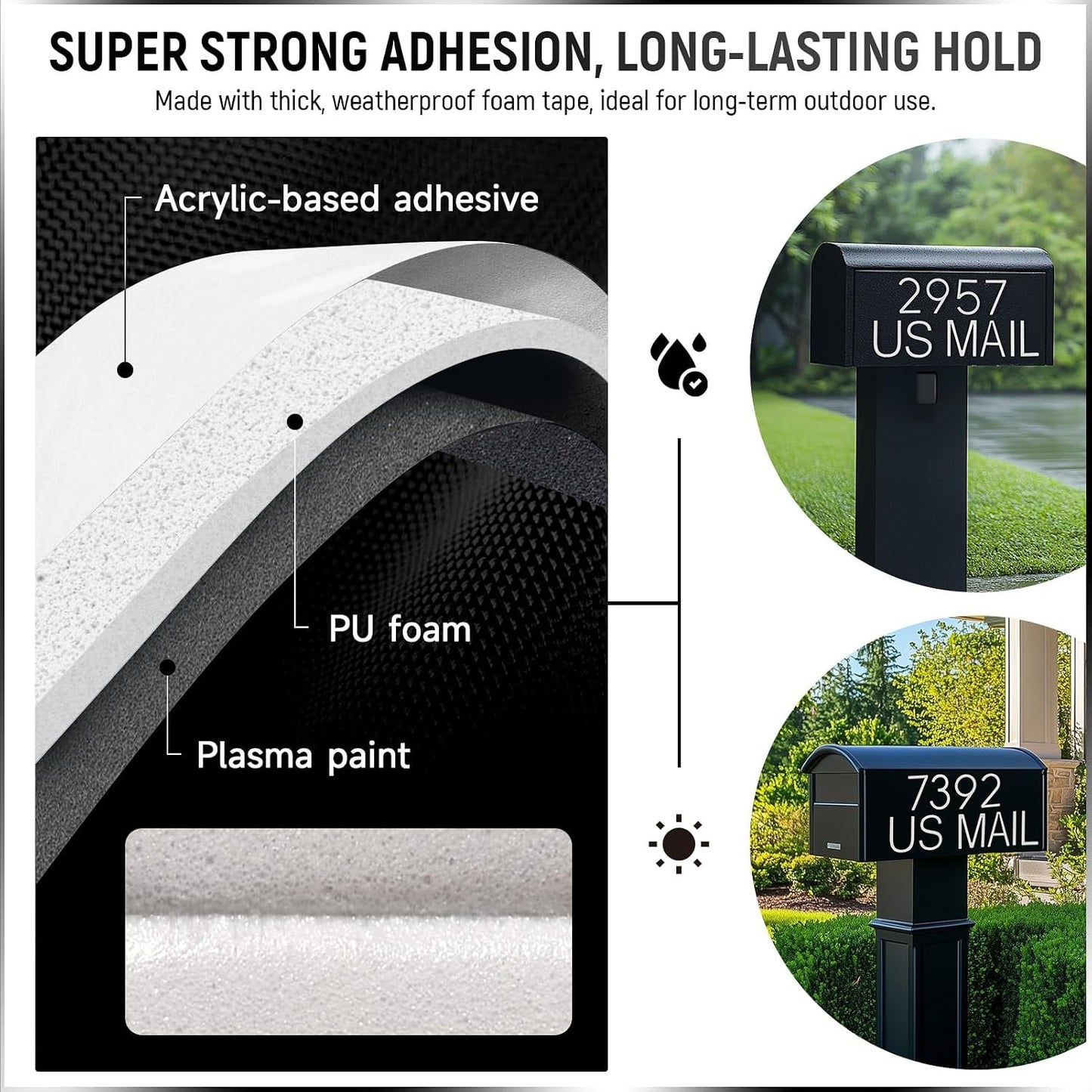 Números autoadhesivos 3pulg aluminio espuma gruesa para buzón