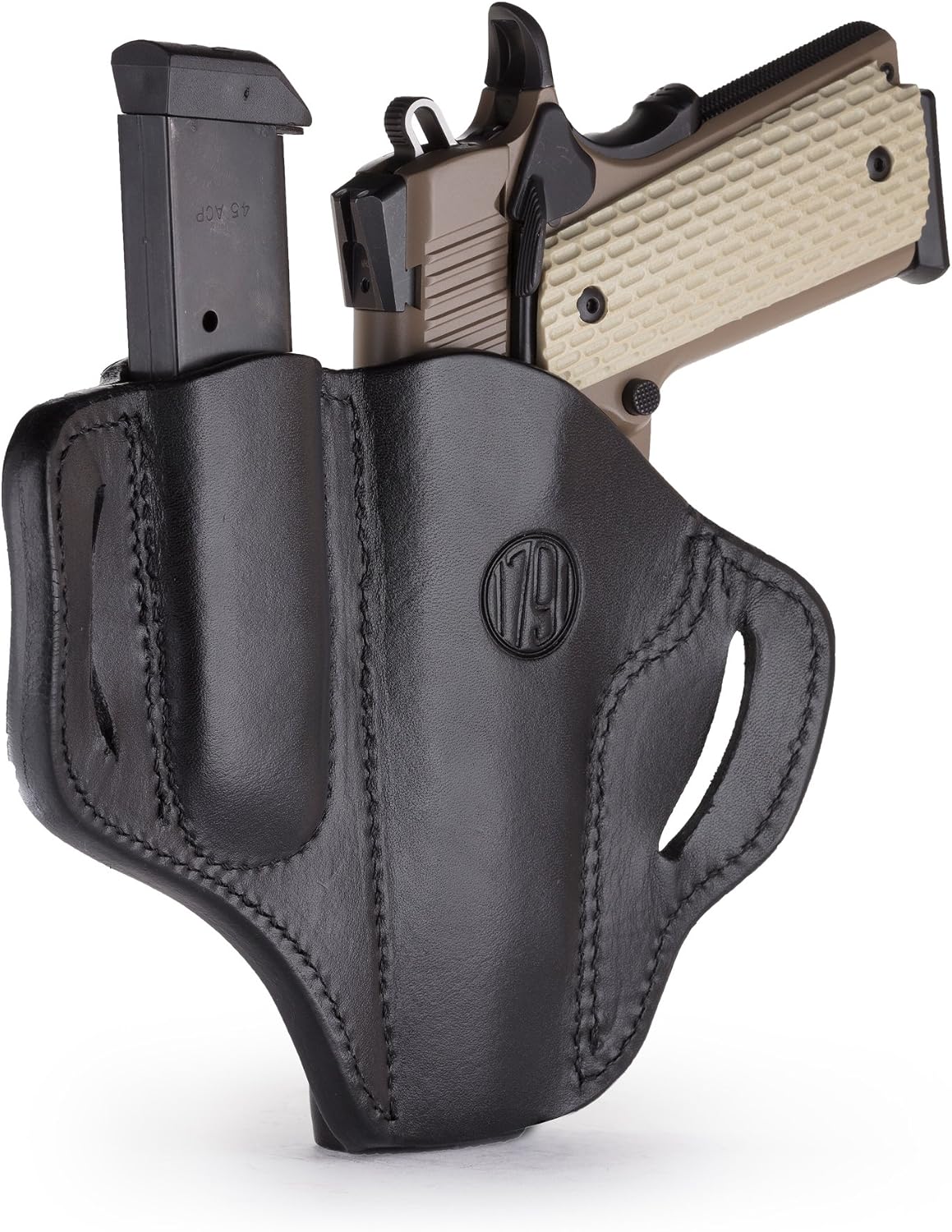 Funda cuero OWB para pistola 1911 y cargador 4-5pulg
