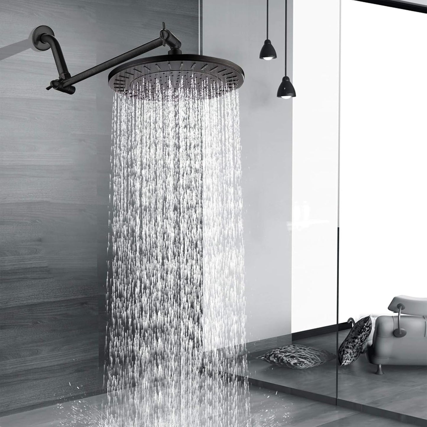 Cabezal ducha lluvia 9pulg brazo ajustable 10pulg latón