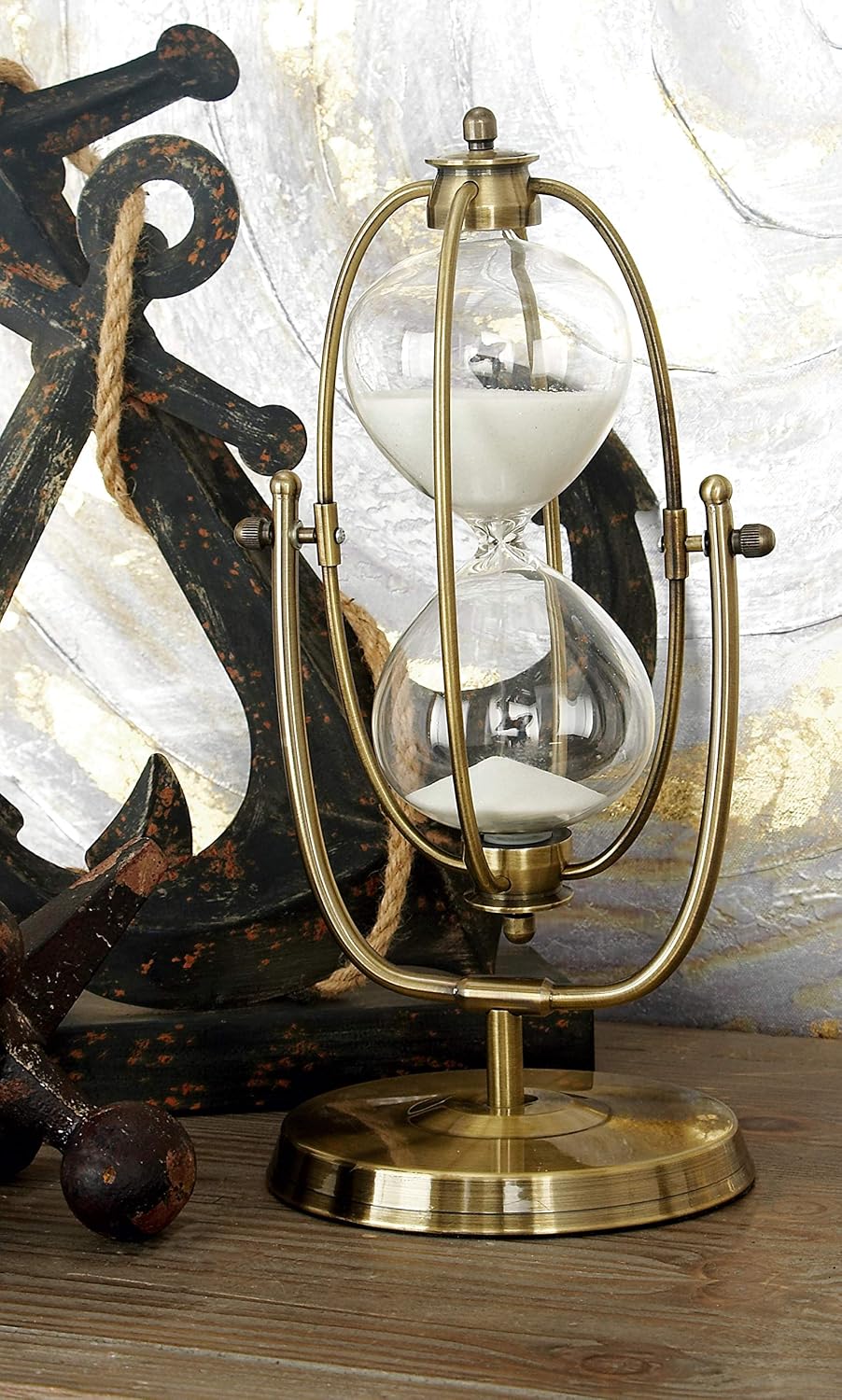 Temporizador vidrio soporte giratorio 13x6x6pulg latón