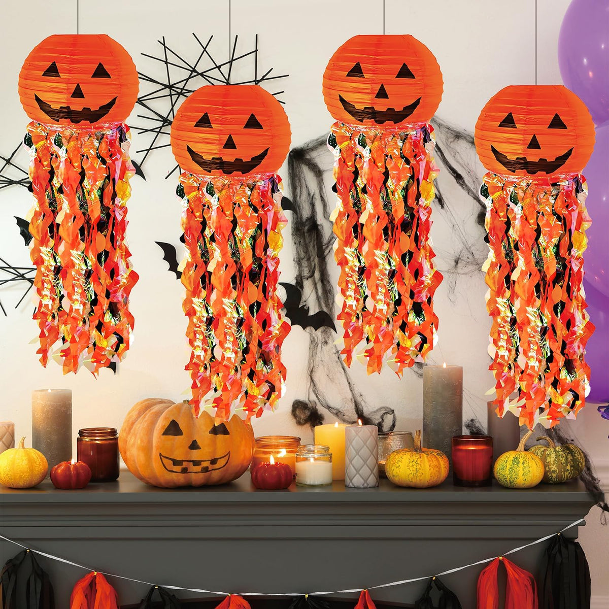 6 Pzas Faroles Papel Halloween Interior Exterior