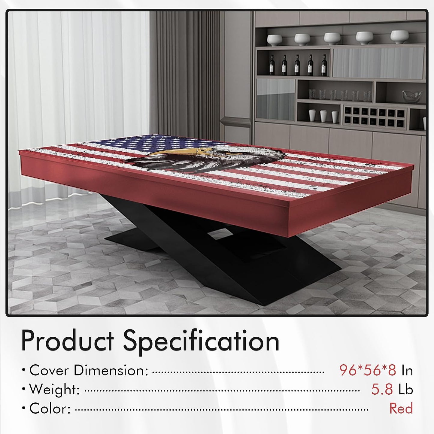 Funda cuero mesa billar 7.5ft color rojo