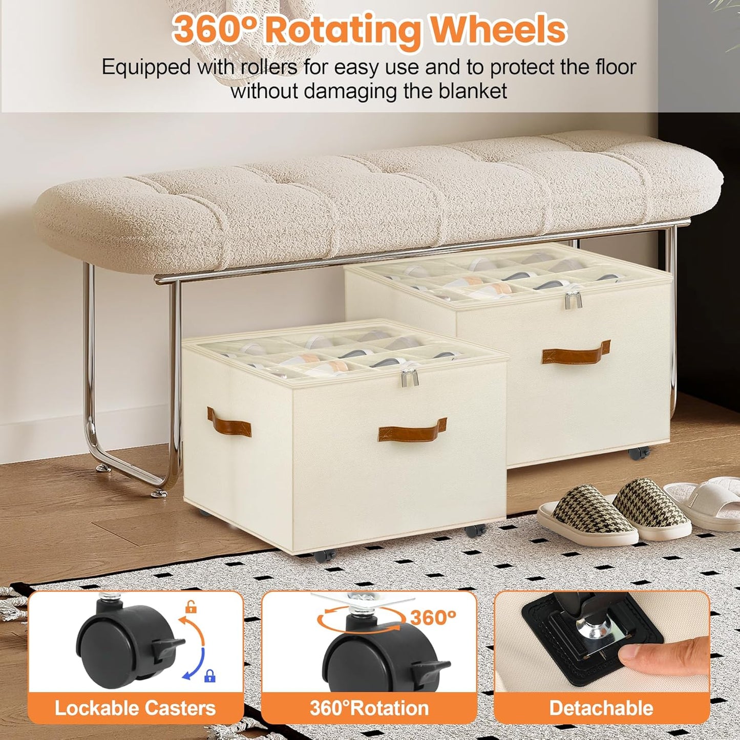 Organiz. zapatos con ruedas y divisores 2 pzas apilable