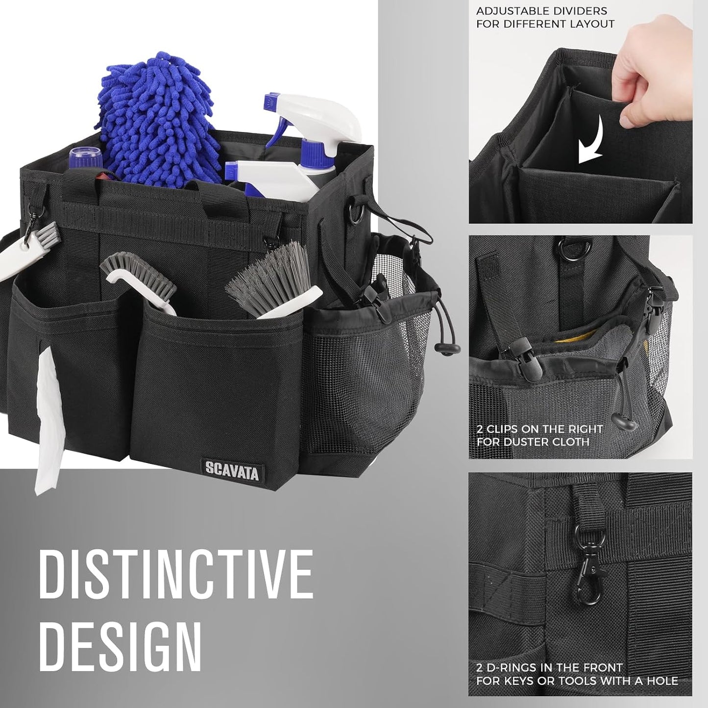 Bolsa organizadora limpieza compacta con asa y correa