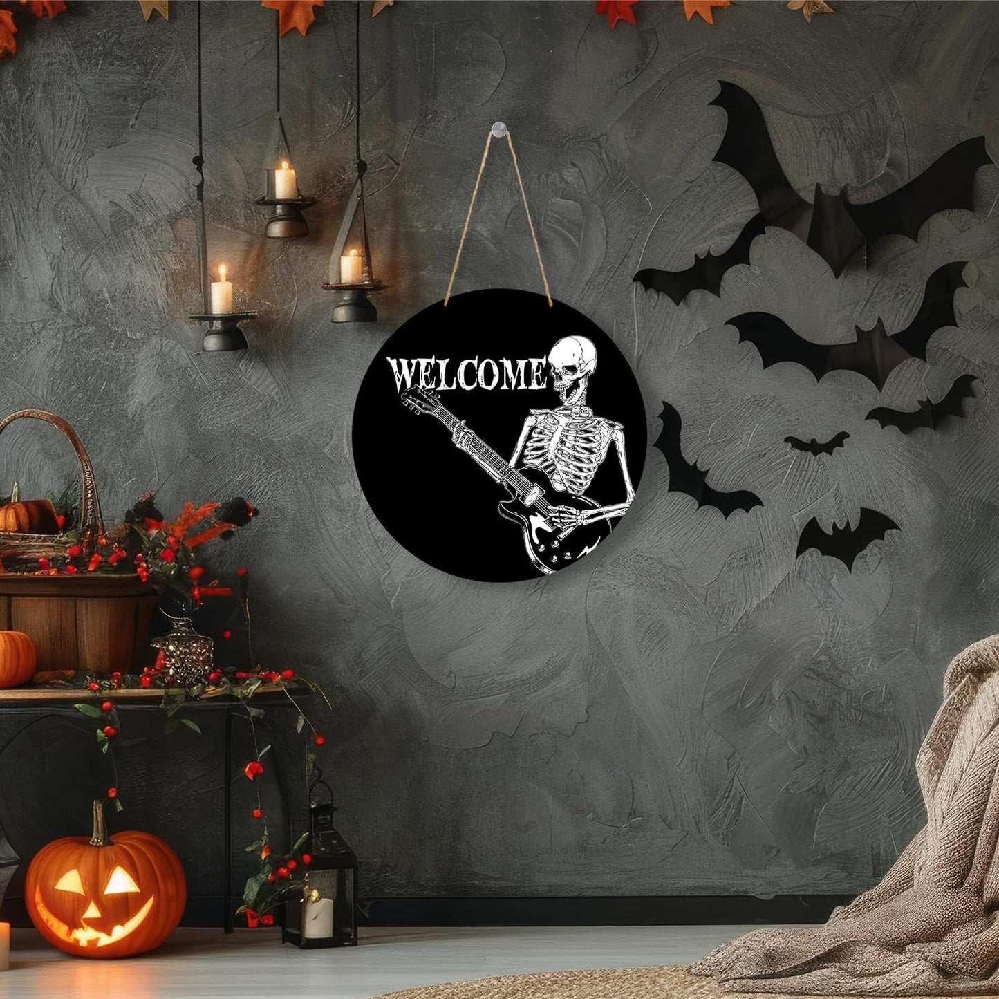 Letrero Halloween calavera madera 11" decoración pared