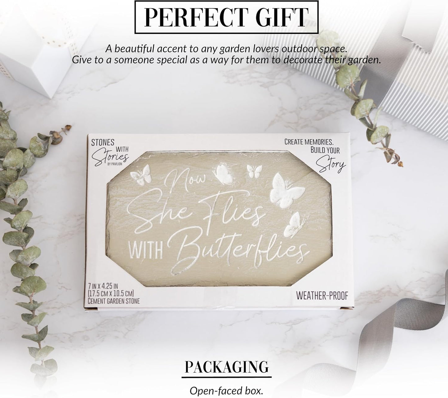 Placa piedra mariposas 7" interior exterior duelo memoria