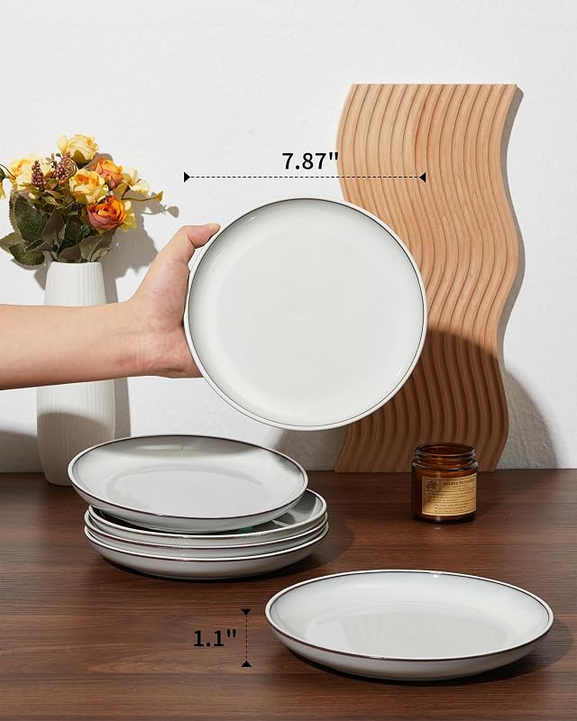 Set 6 platos ensalada resist. arañazos blanco piedra lunar