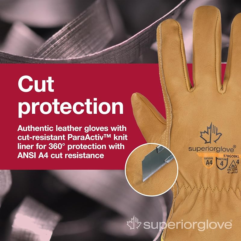 Guantes cuero resistentes agua y cortes talla 2XL
