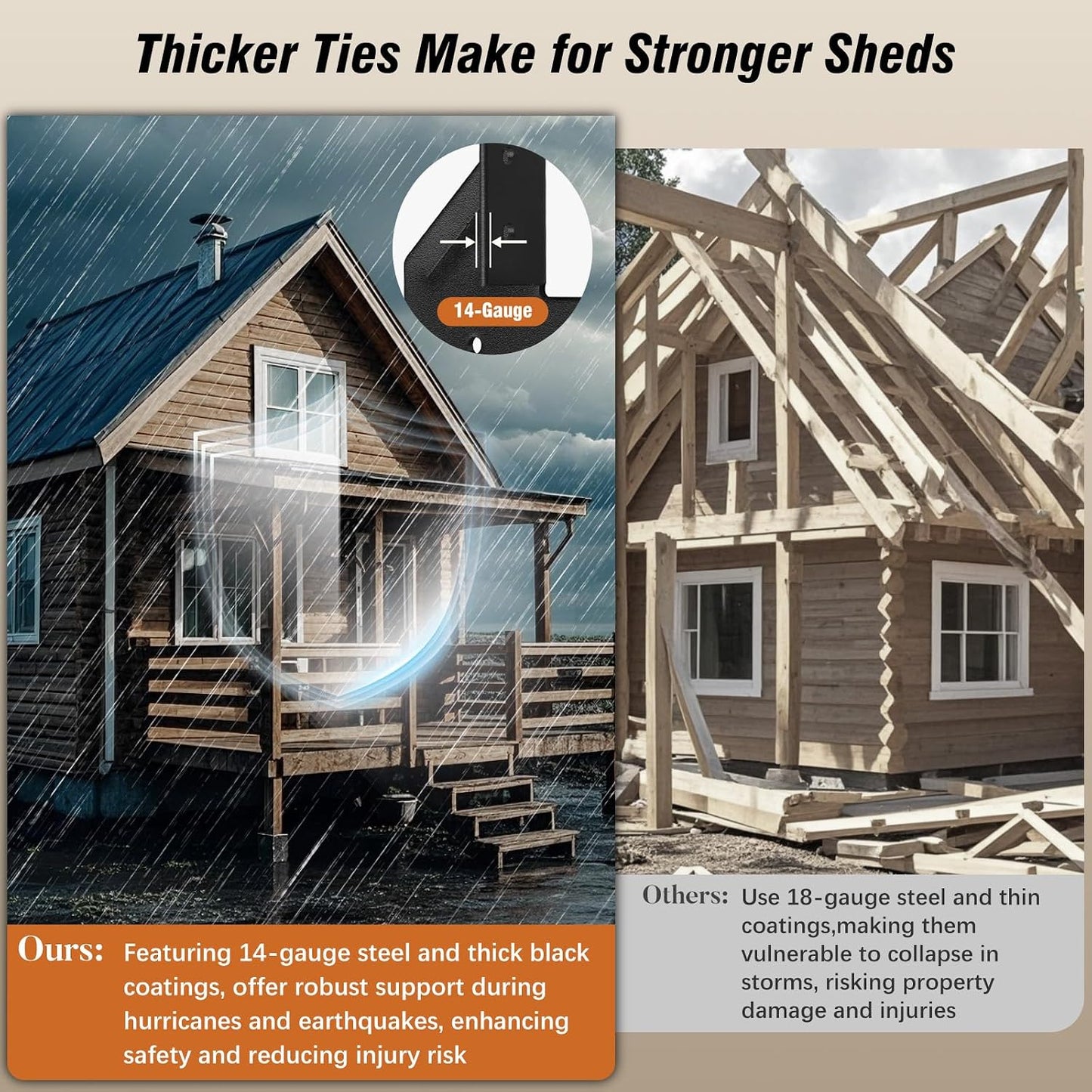 Lazos Huracán 14mm para Vigas 50 Pzas Galvanizado