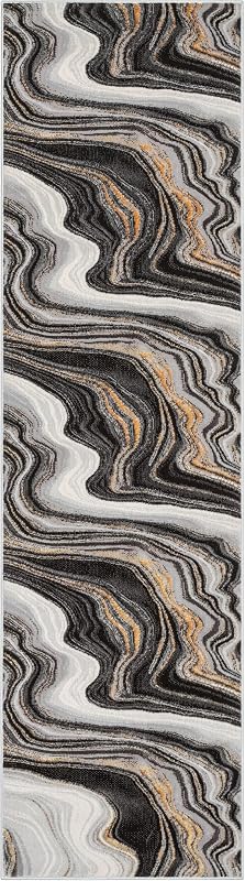 Alfombra pasillo mármol gris y dorado 2'7"x9'10"