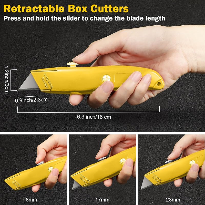 Cuchillo utilitario hoja retráctil aluminio 30uds amarillo