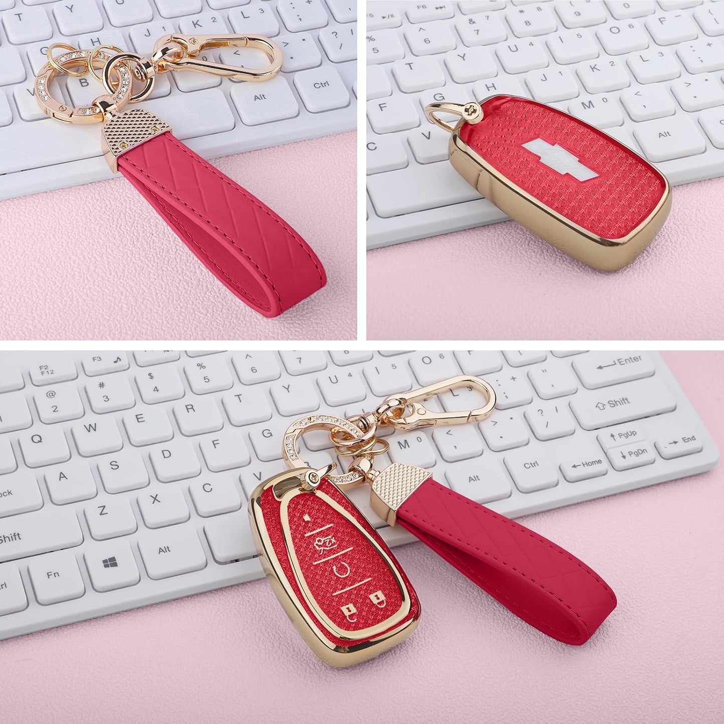 Funda llavero TPU brillante para Chevy Equinox Malibu Oro Rojo