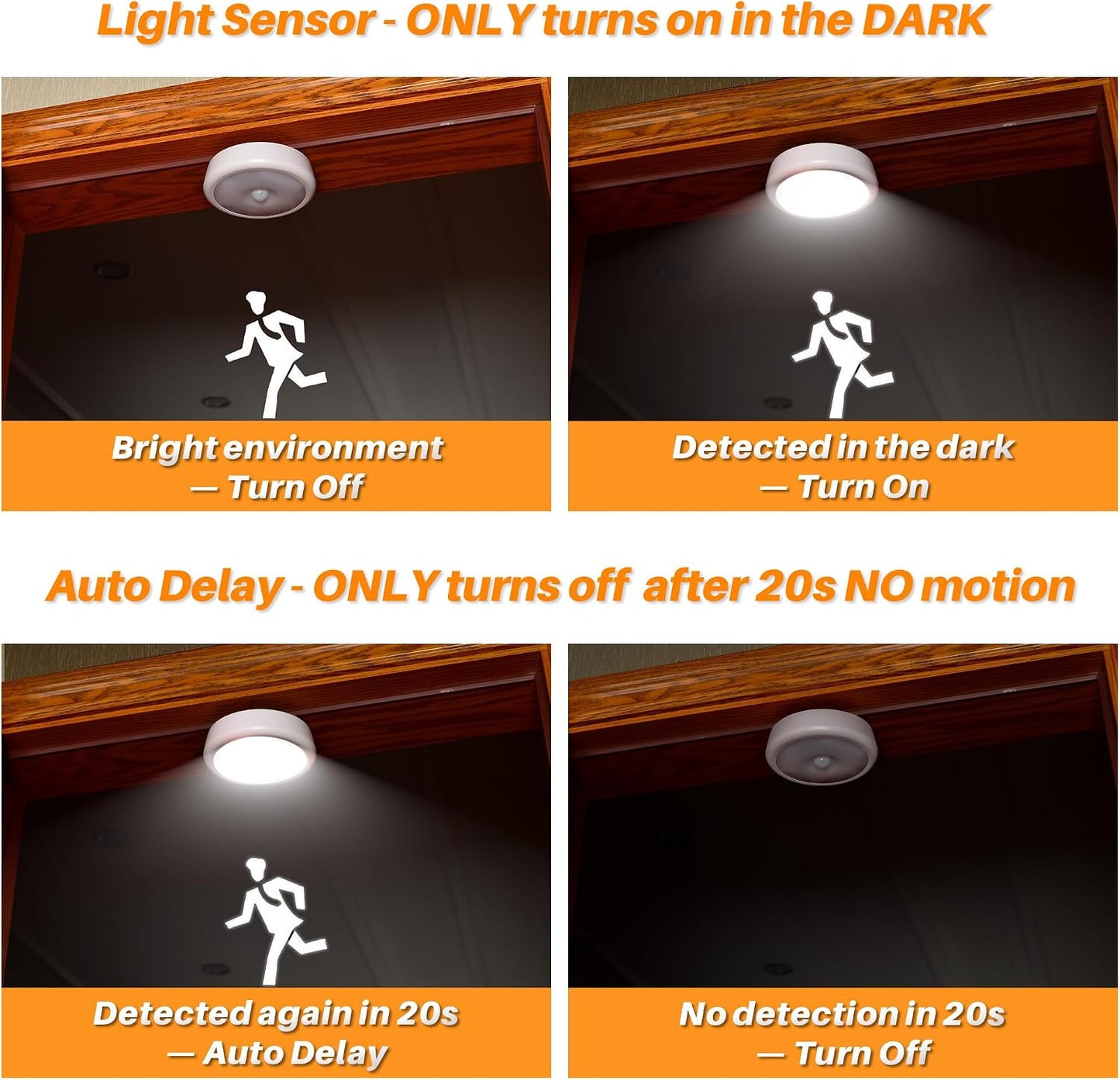 Lámpara techo sensor movimiento 6.3pulg interior con pilas AA/D