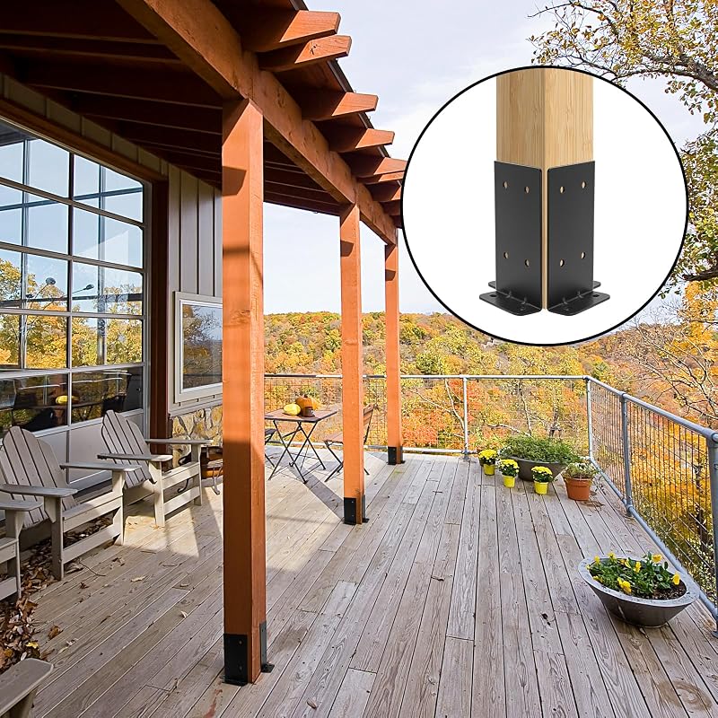 Base anclaje poste 4x4 set 4 soportes ajustables