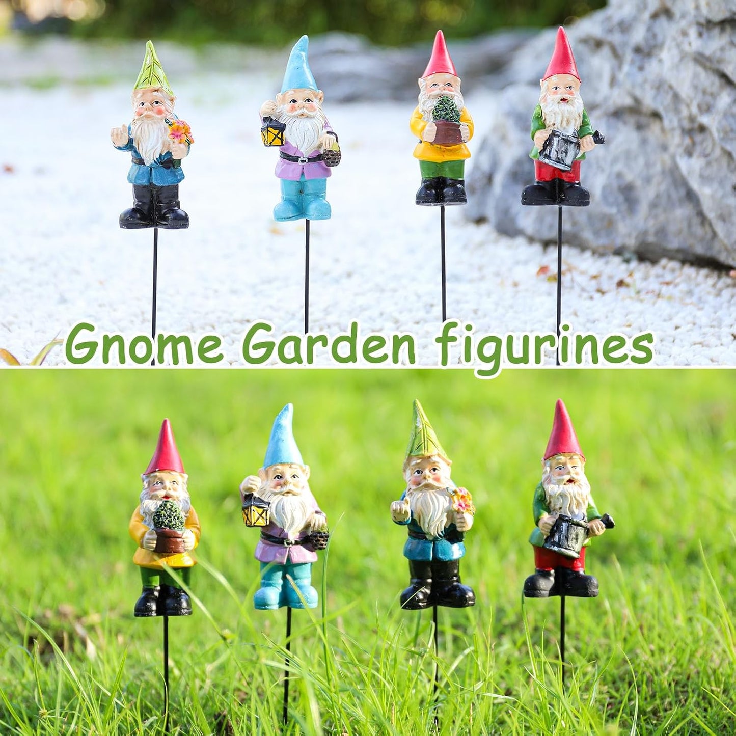 Estacas gnomos resina decoración jardín patio multicolor