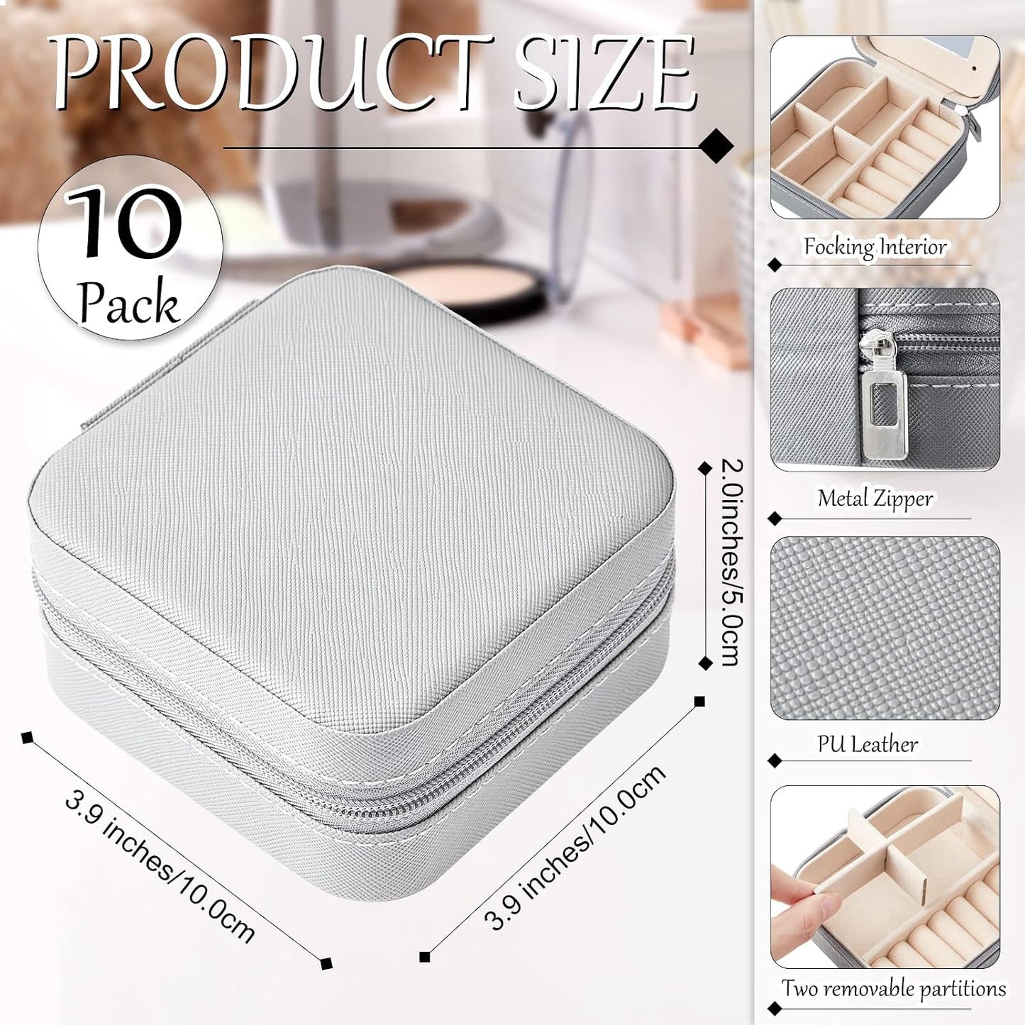 10 Pzas Caja Joyas Viaje con Espejo para Mujer