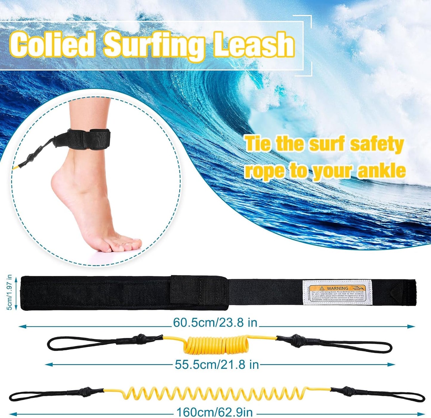 2 Correas Surf Correa Espiral para SUP y Tabla Remo