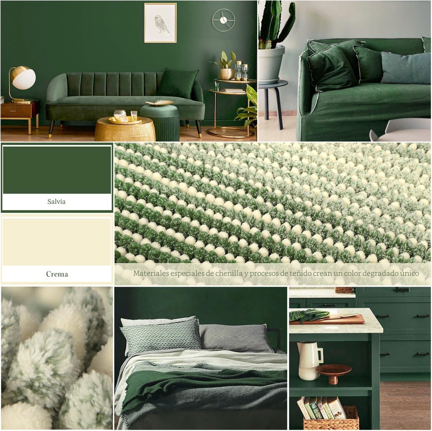 Alfombra baño antideslizante 17x24pulg absorbente verde