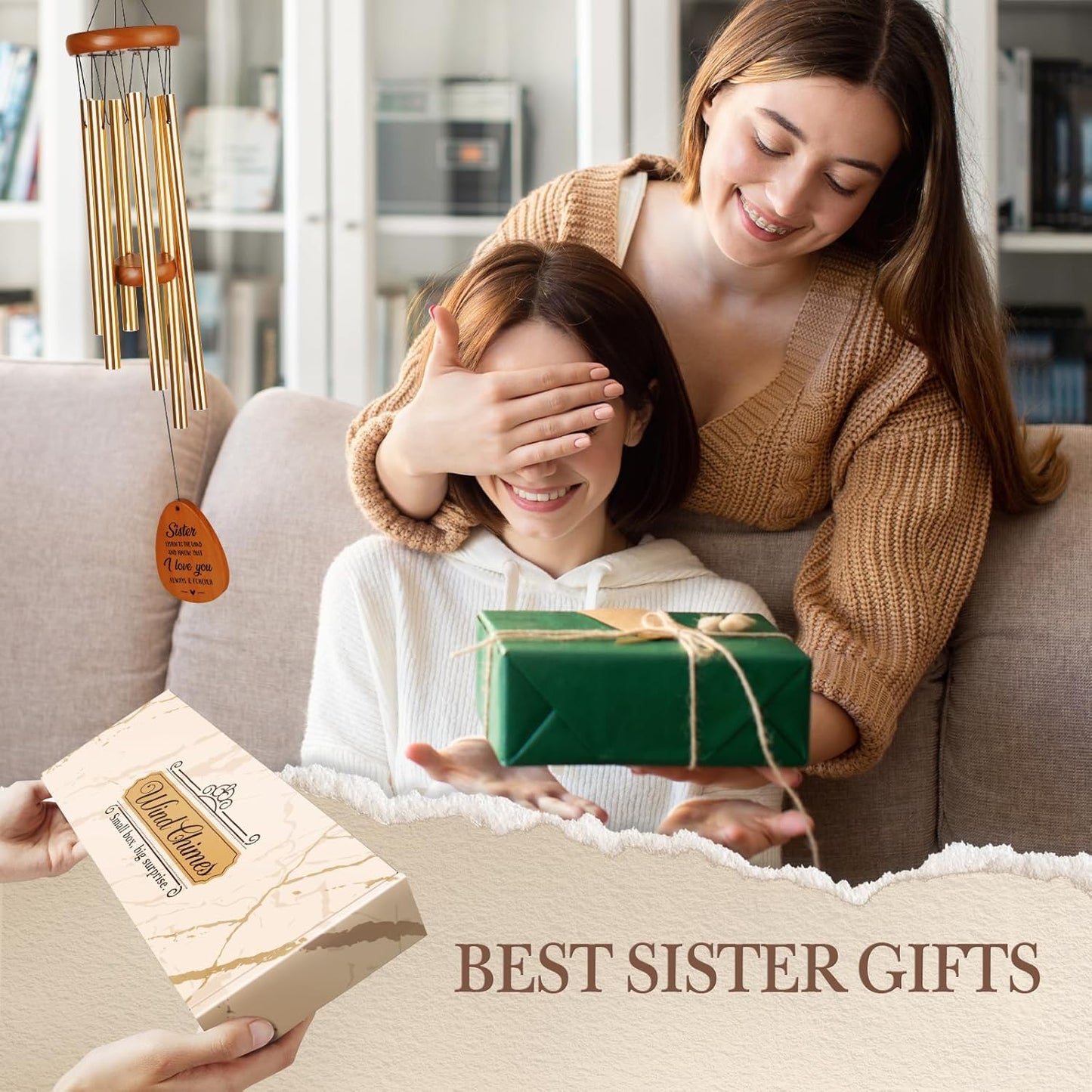Campanillas de viento 25.5" regalo hermanas y amigas