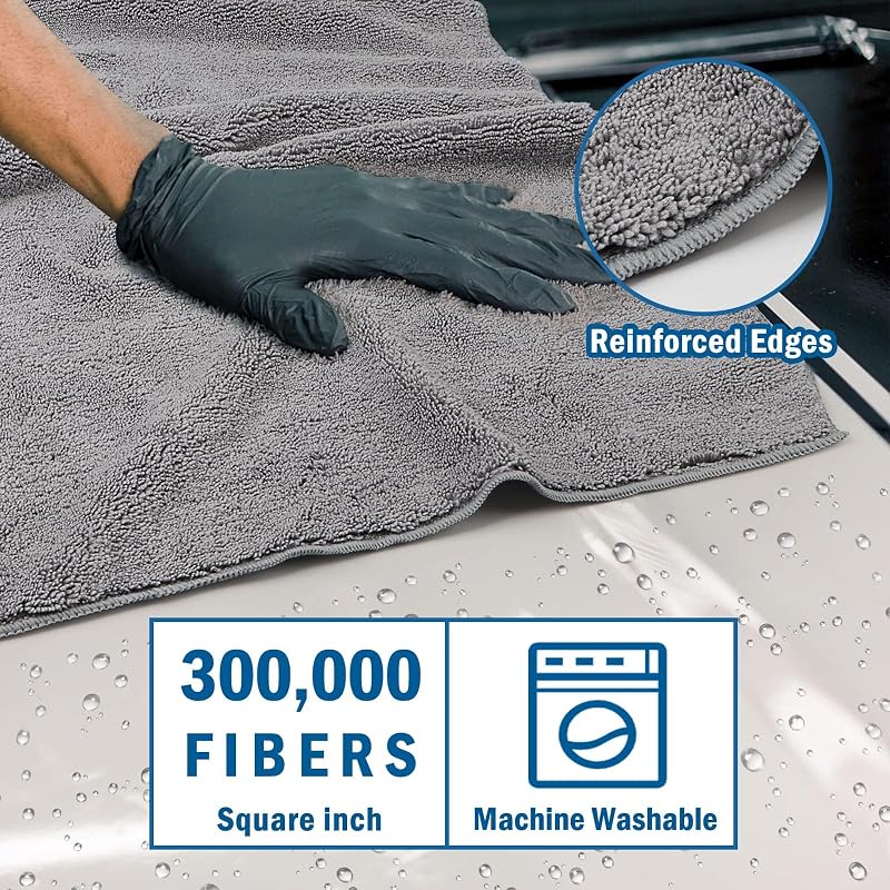 4 Pzas Toallas Microfibra 31x24pulg Absorbentes para Vehículos Gris