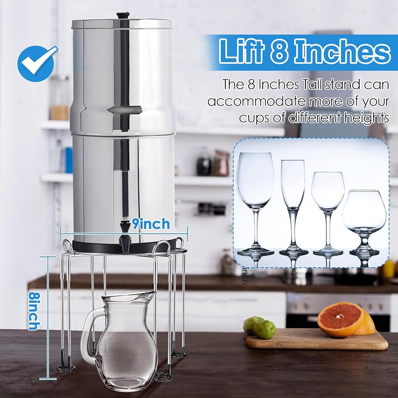 Soporte filtro agua 8x9pulg acero inox desmontable Berkey