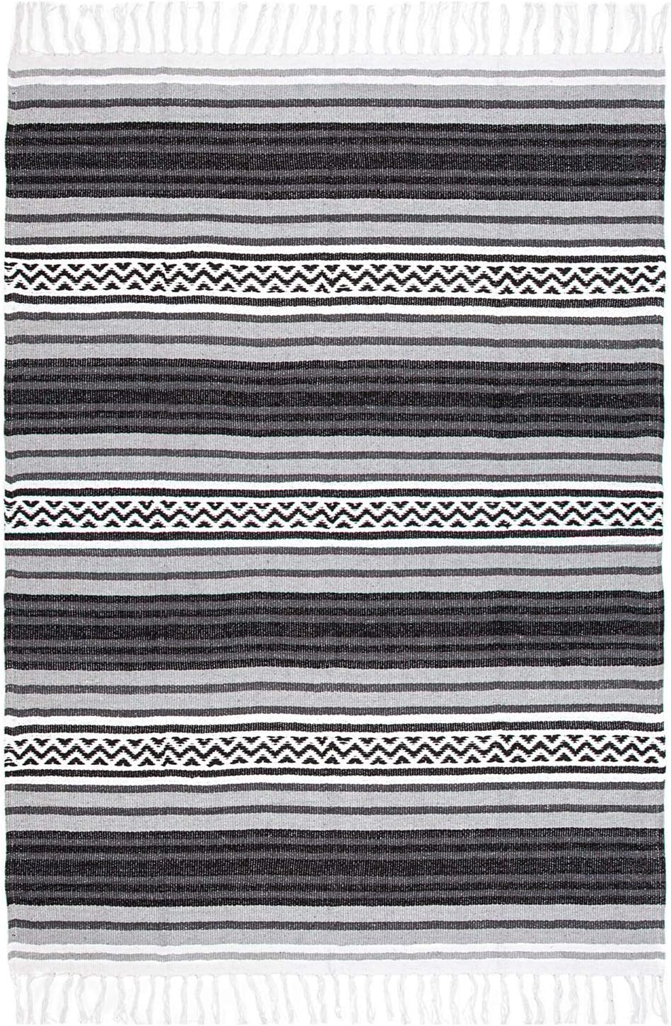 Manta mexicana 50x70" algodón rayas grises