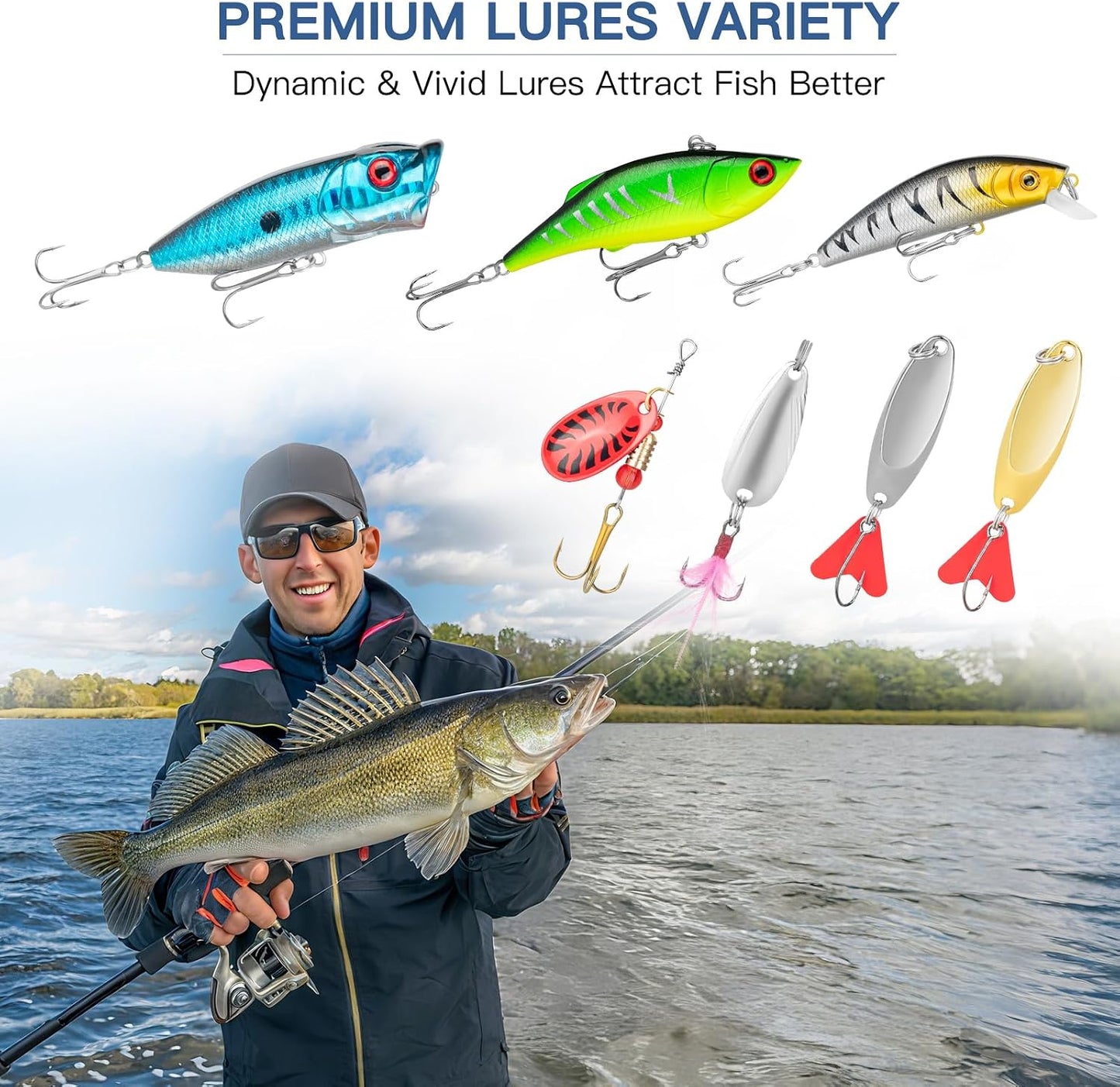 Set Cebo Pesca con Caja Incluida para Hombres