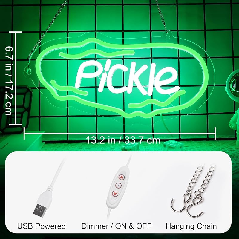 Letrero neón eneldo y pepinillo USB 5V para dormitorio y set