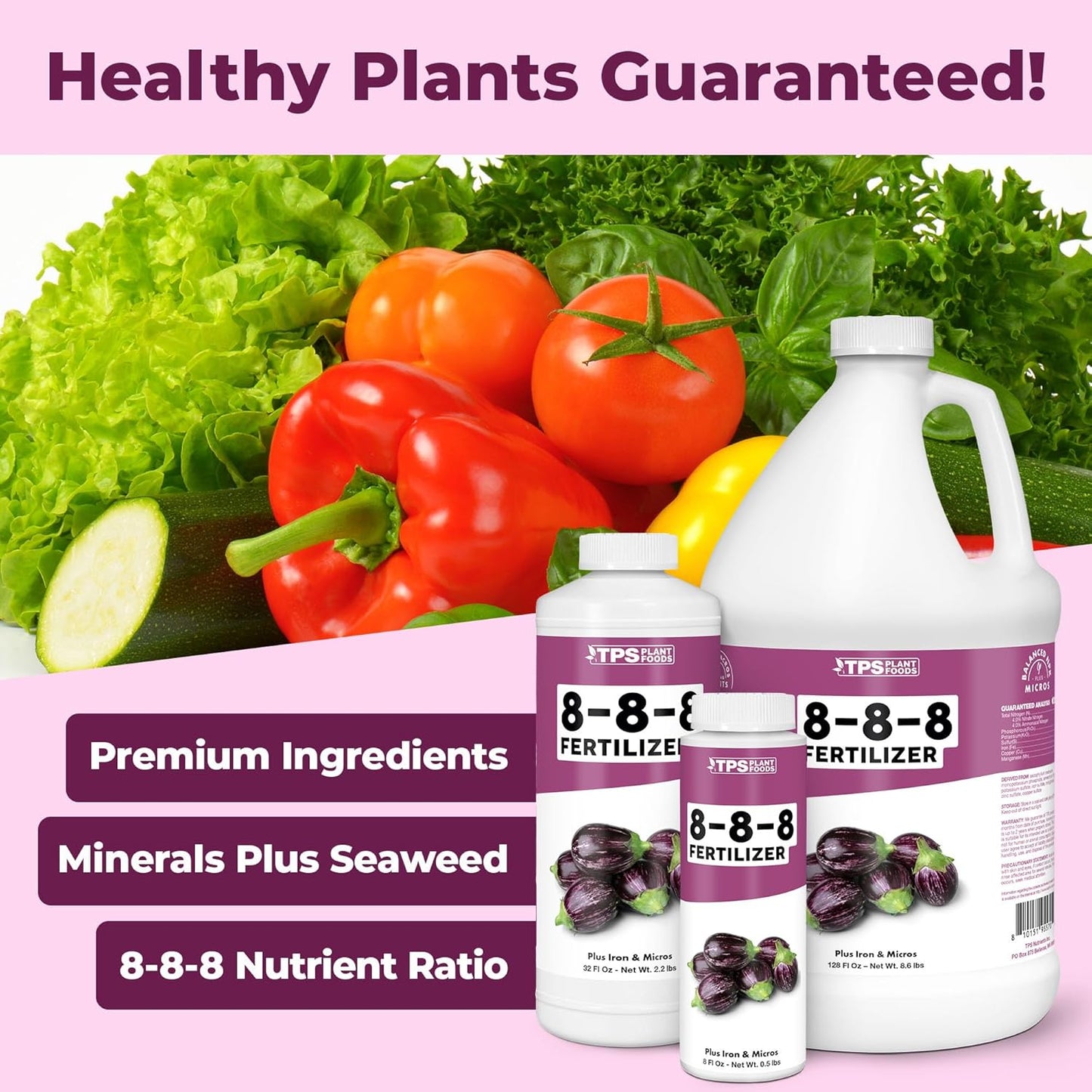 Fertilizante 8-8-8 para plantas arbustos flores 8oz