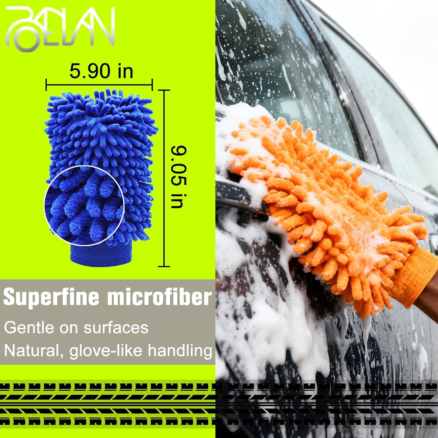Manopla lavado coche microfibra chenilla sin arañazos