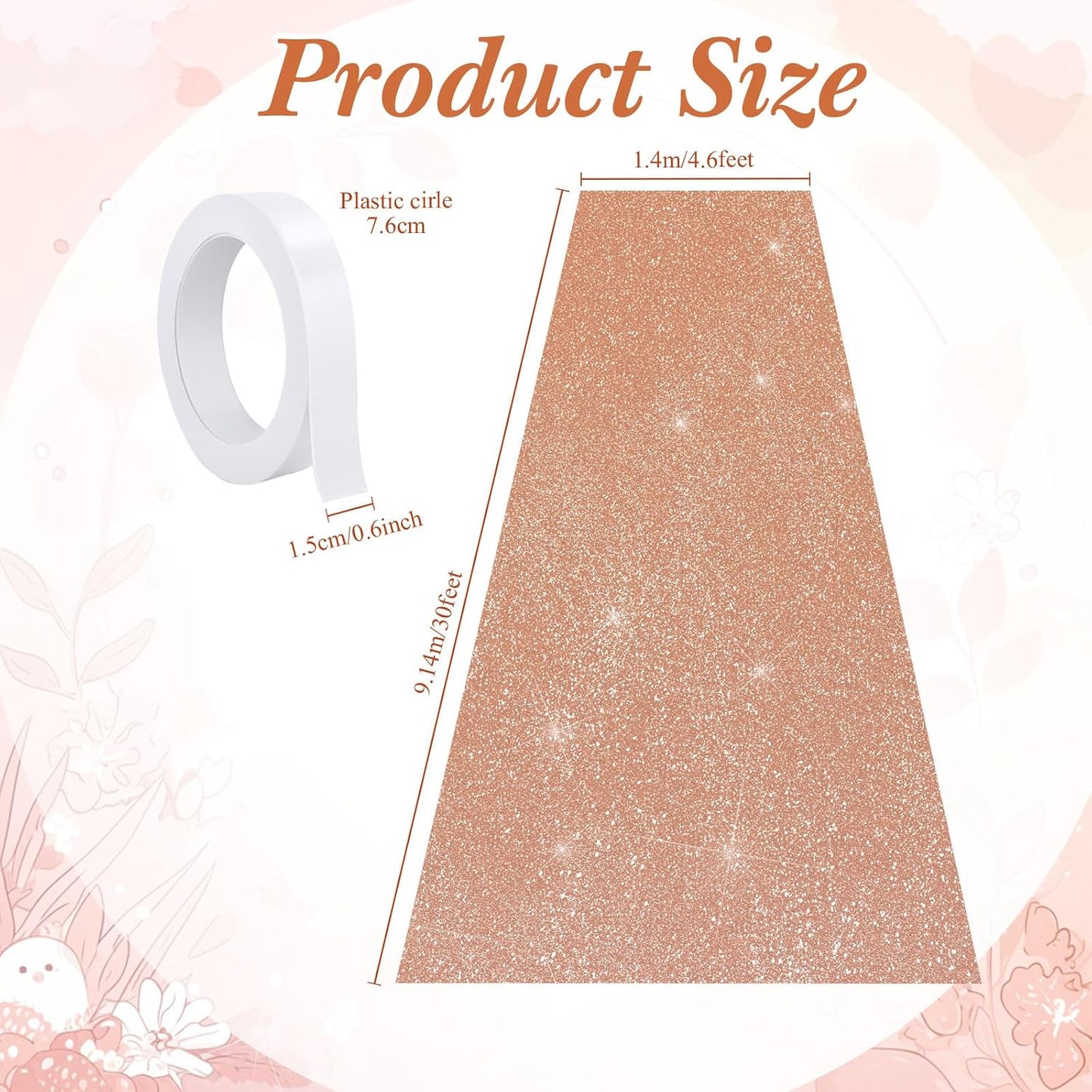 Alfombra pasillo 2.46x16.4ft grosor 55gsm color oro rosa