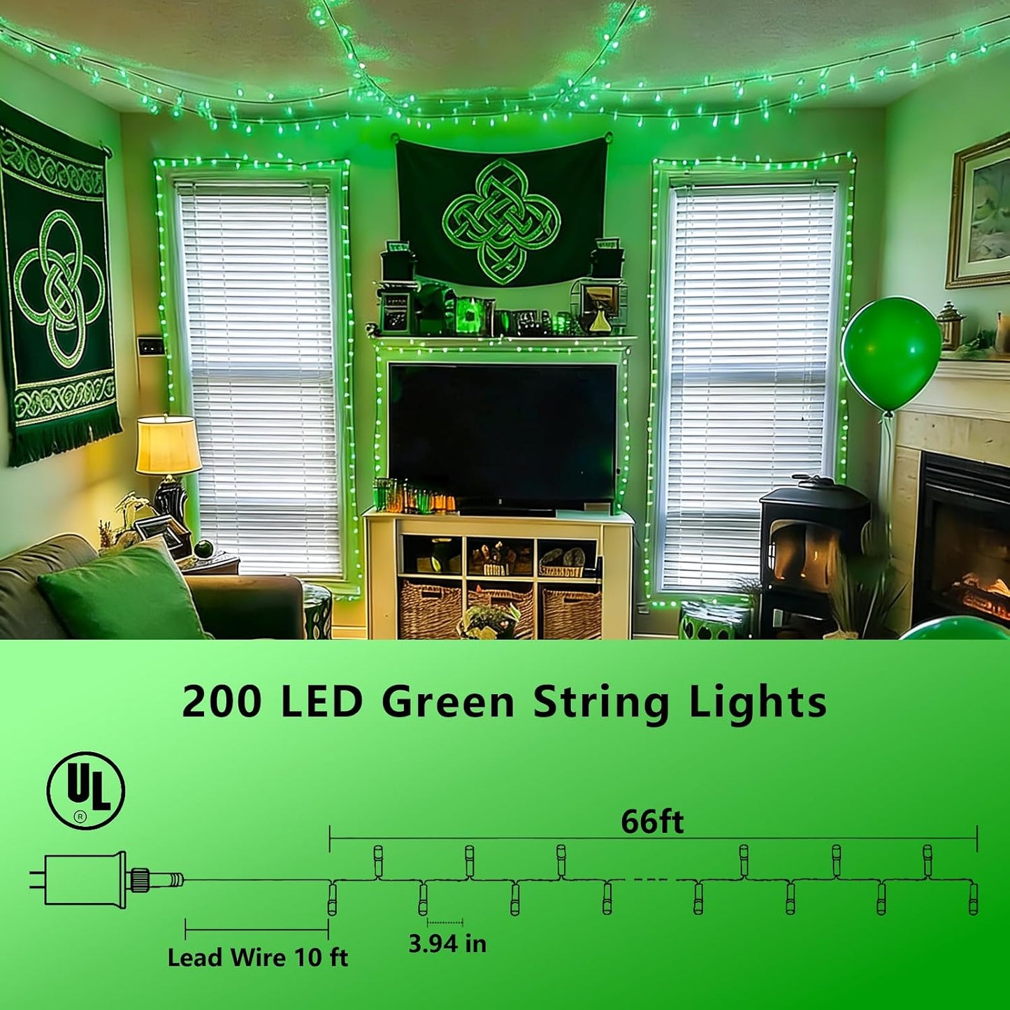 Guirnalda luces Navidad 66ft 200LED impermeable enchufable