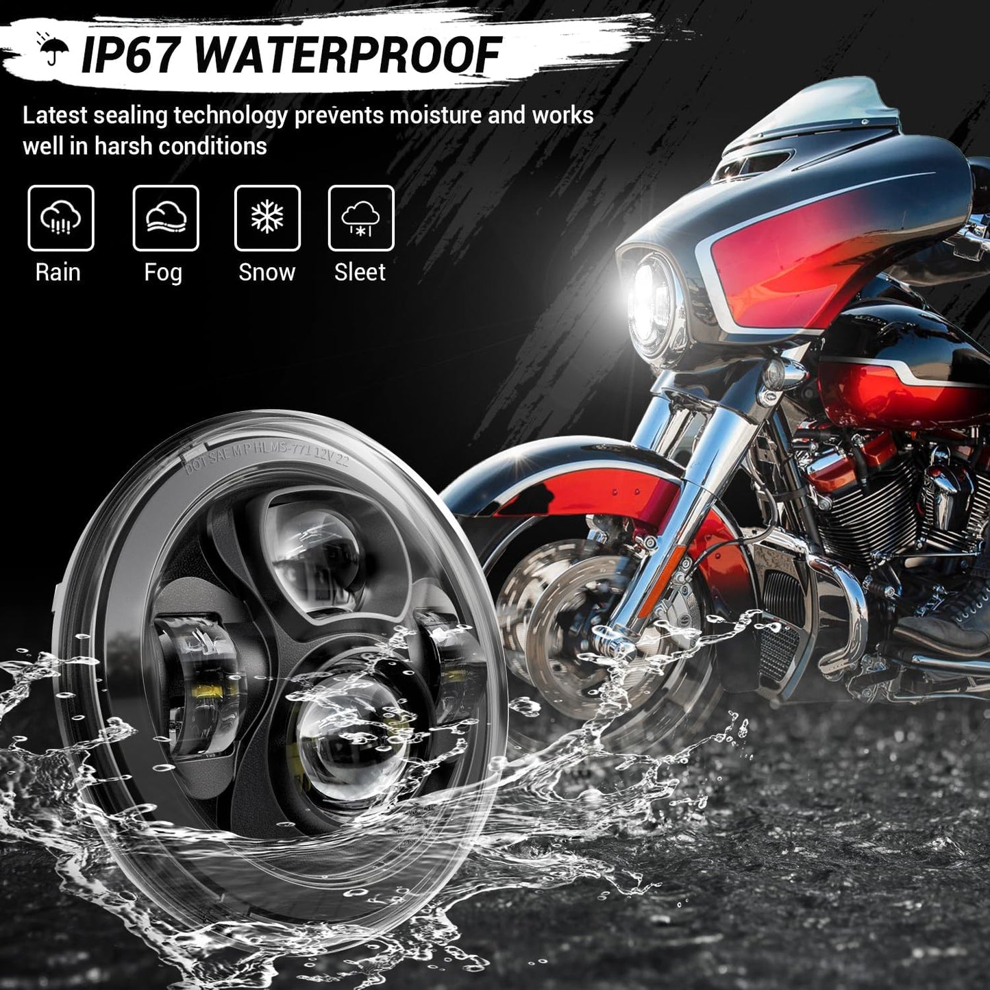Kit luz LED 7pulg para motocicleta Harley