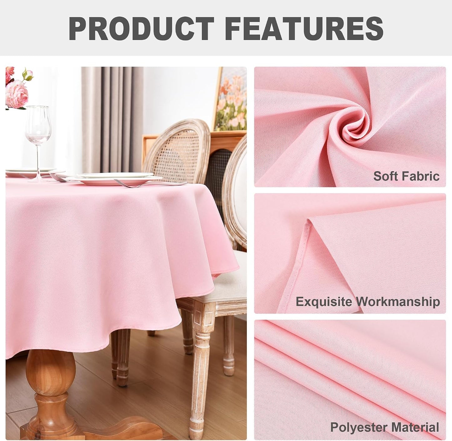 Mantel Ovalado Poliéster 60x84pulg Color Rosa Resistente Hogar