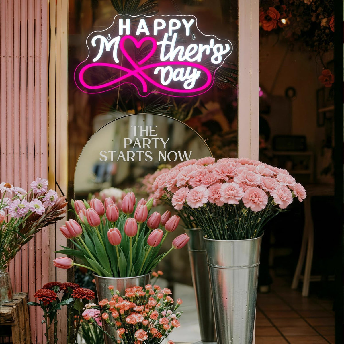 Letrero neón LED rosa para Día de la Madre decoración hogar