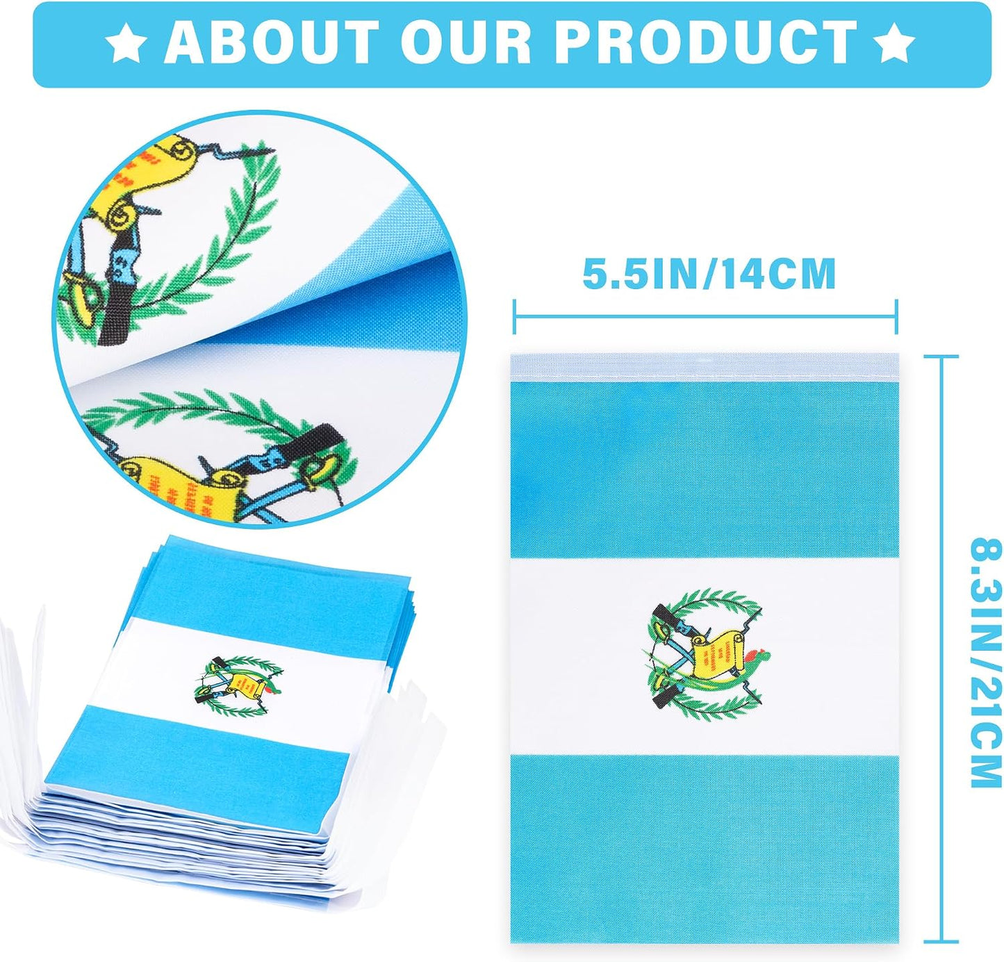 Bandera Guatemala cuerda pendón 30 mini banderas 33ft decoración
