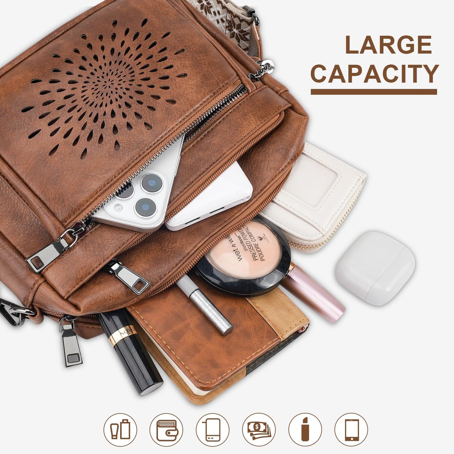 Bolsos cruzados cuero mujer correa ajustable para guitarra