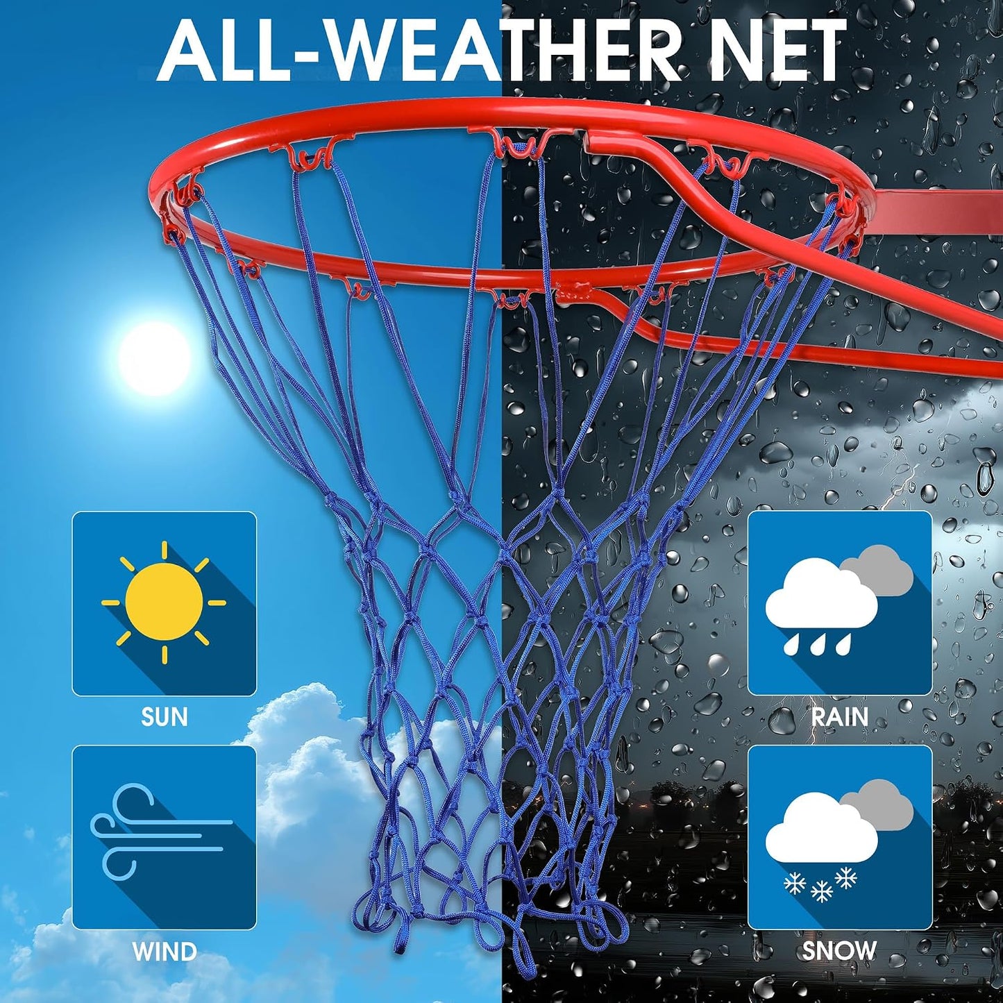 Red de baloncesto resistente 21pulg 12 bucles para todos los aros