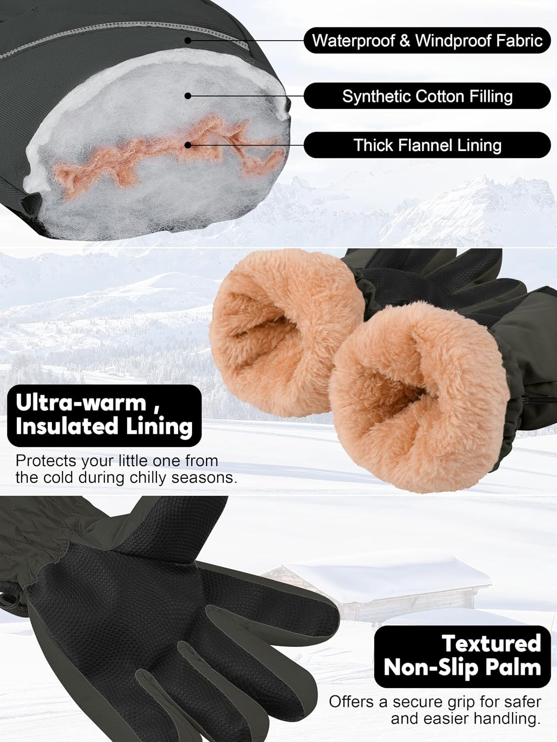 2 Pzas Guantes Invierno Niños Impermeables Cálidos