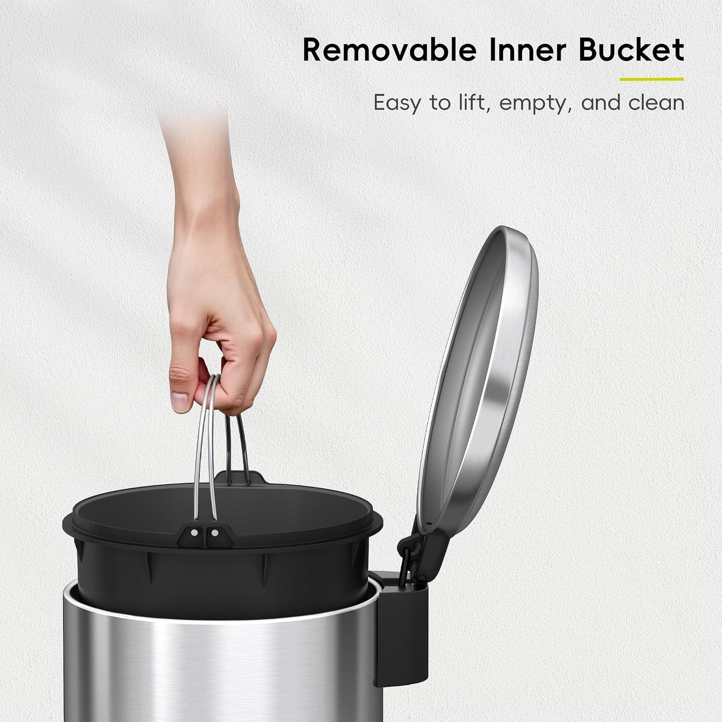 Cubo basura acero inox 5L con pedal y tapa