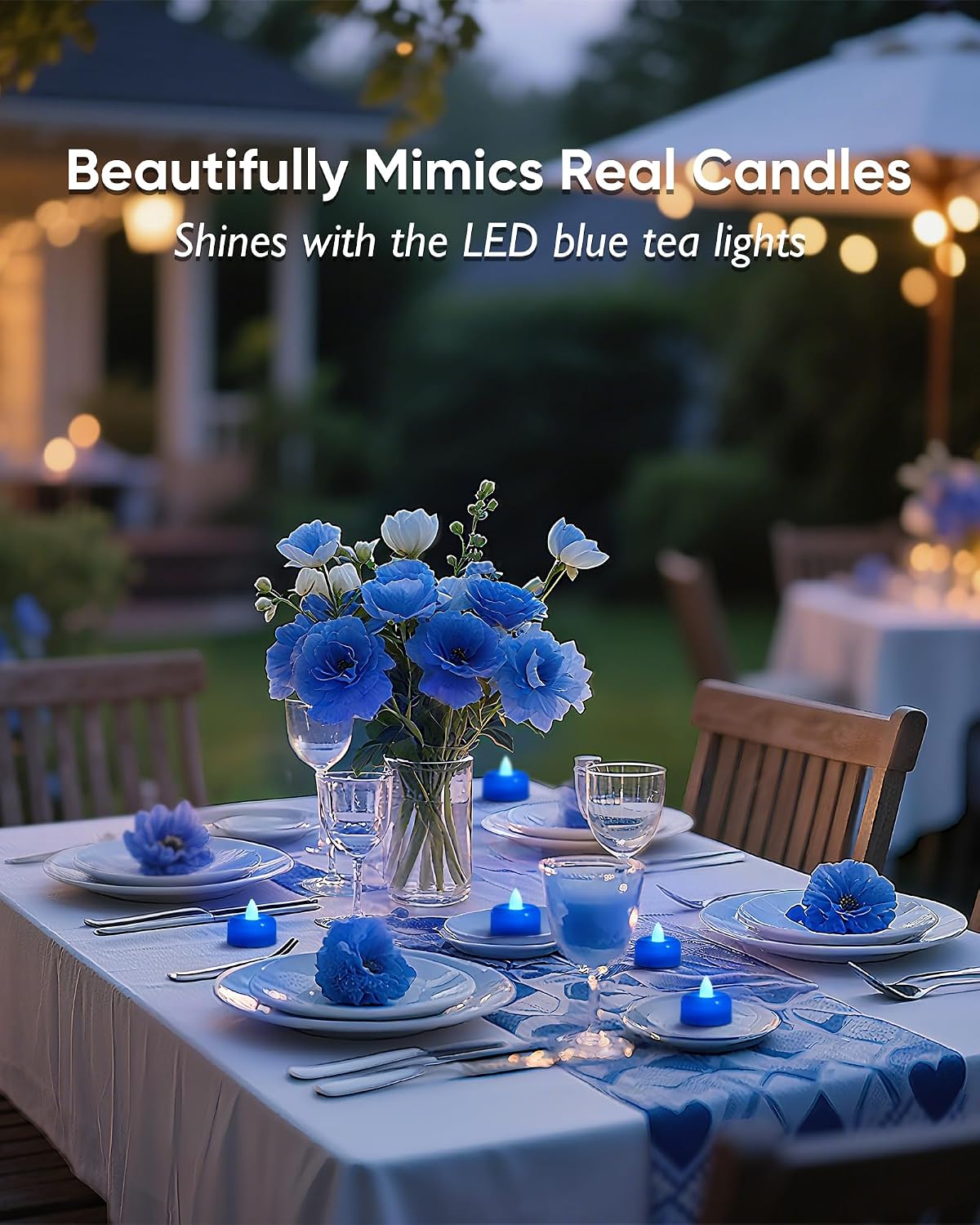 12 Velas Té LED Azules Sin Llama Batería Decoración Hogar Fiesta