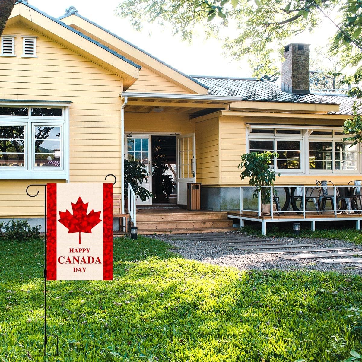 Bandera jardín Canada Day hoja arce doble tamaño