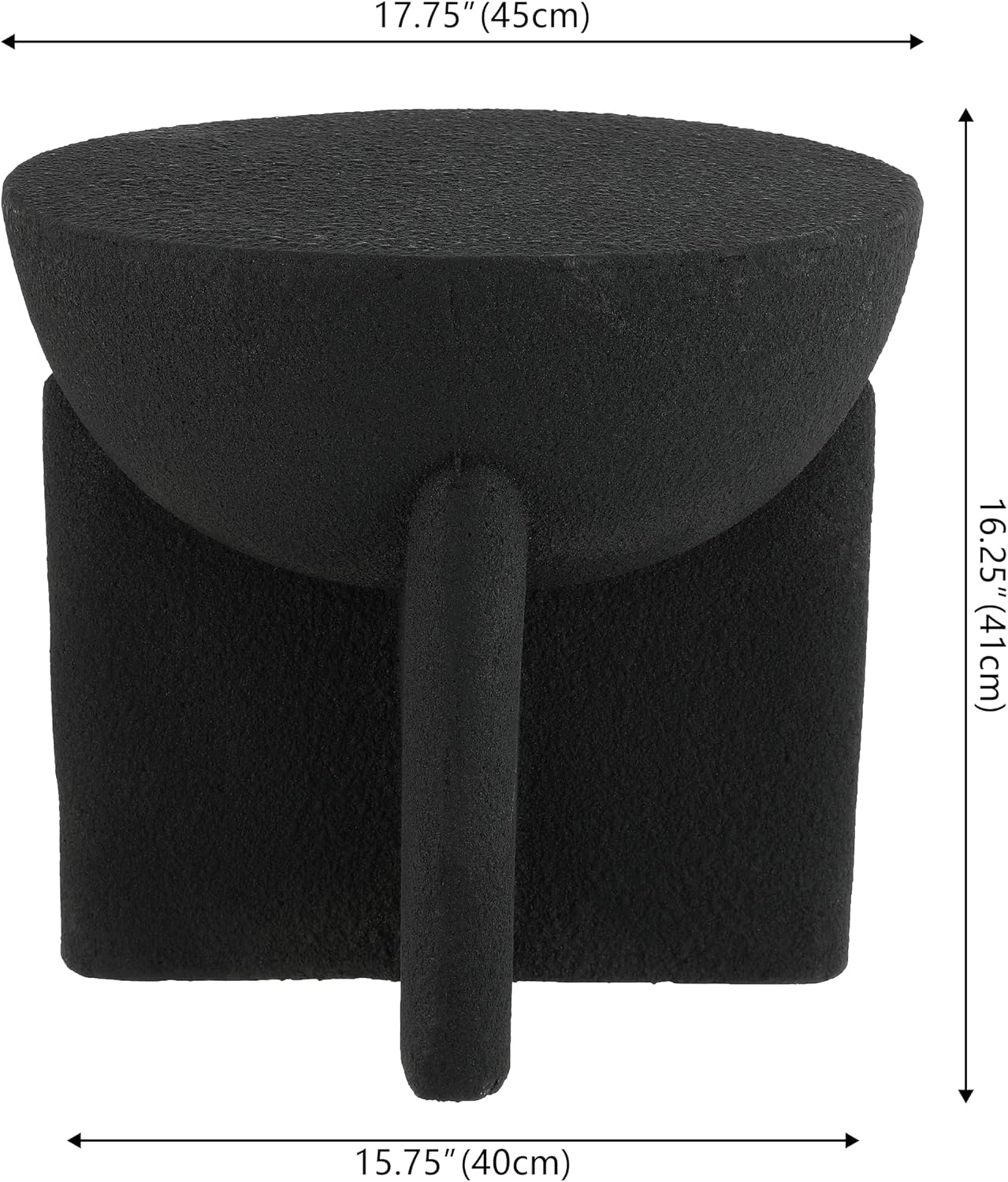 Mesa auxiliar decorativa 17.75x16.25pulg negro