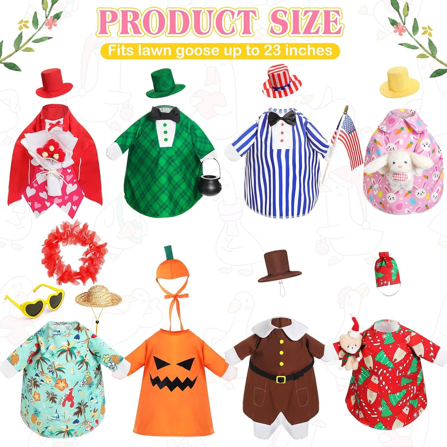 8 Trajes Ganso Temporada Navideña para Porche Jardín Estilo Niño