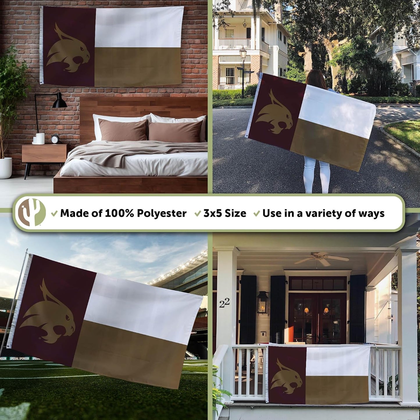 Bandera TSU 3x5ft tela poliéster duradera interiores exteriores