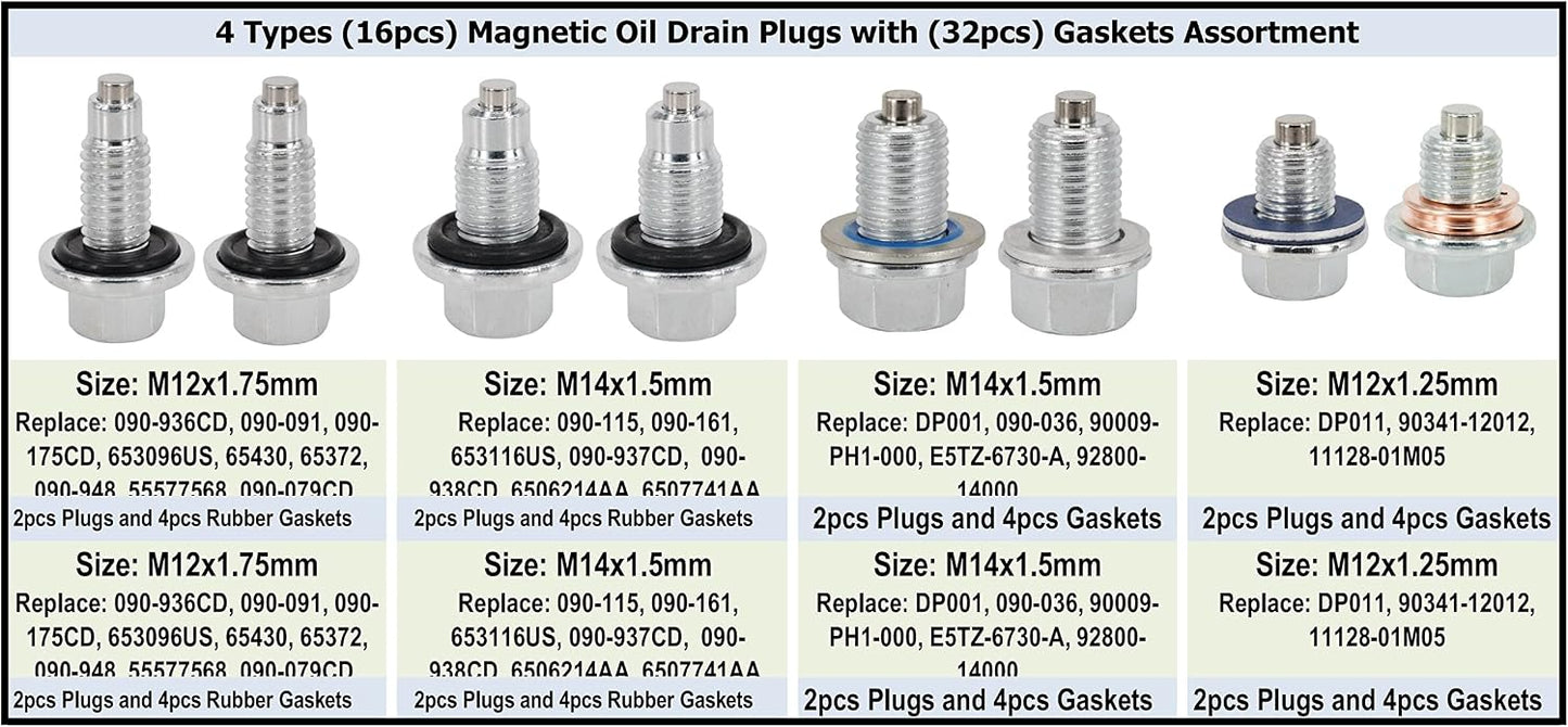 Set 4 tapones drenaje aceite motor magnético M12x1.25