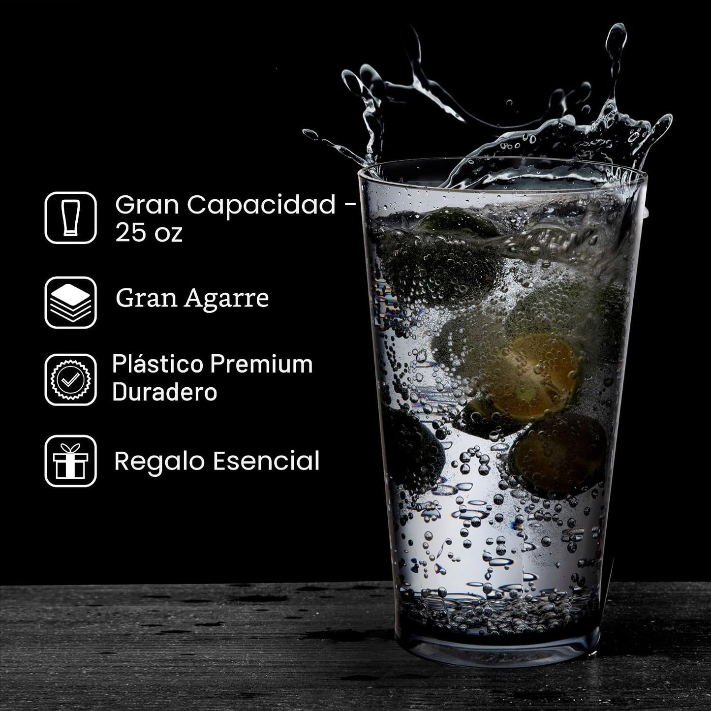 6 Vasos Tumbler Plástico 16oz Irrompibles Gris