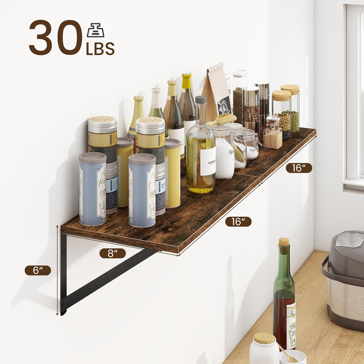 Estantes flotantes 16x8" soportes metal set 2