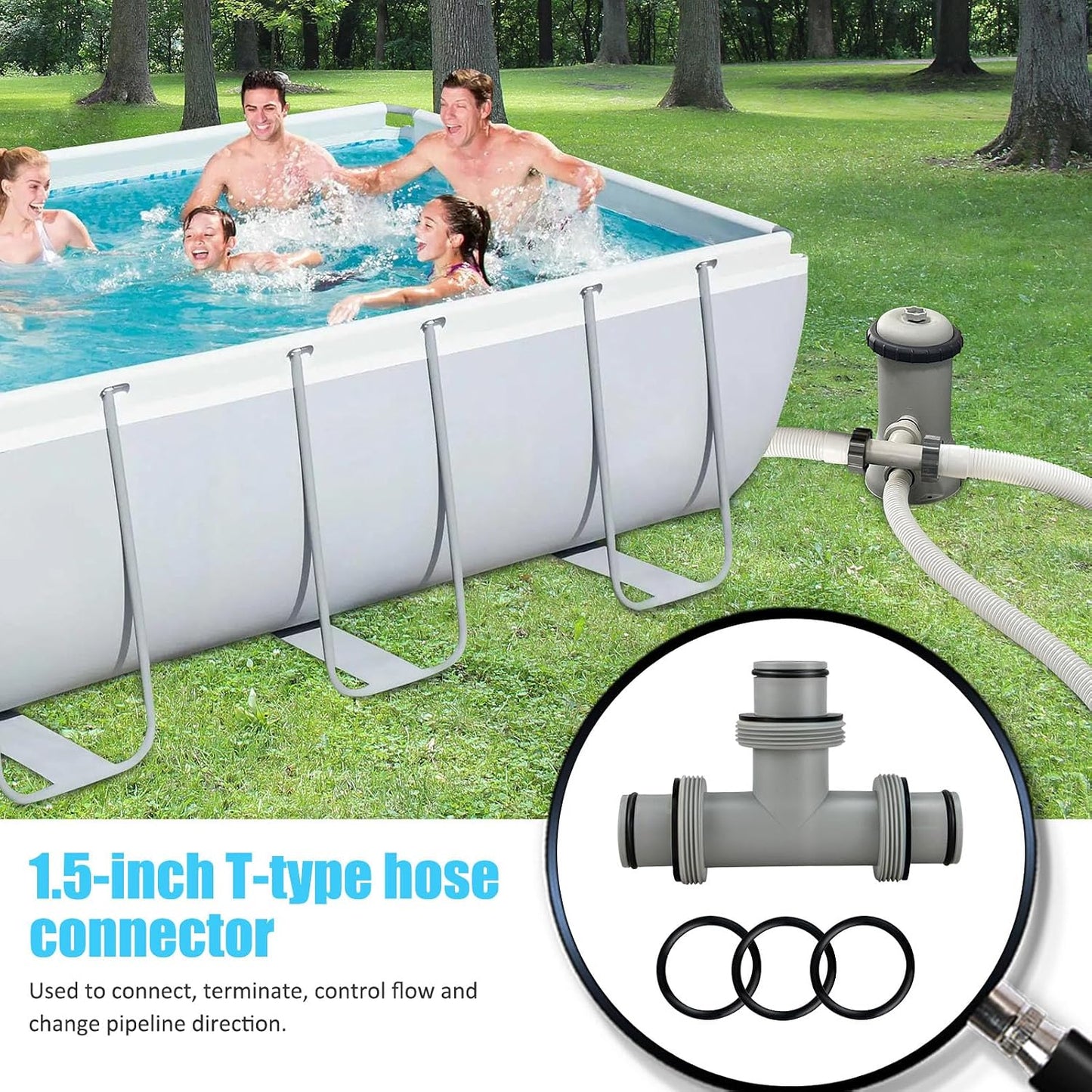 Conector manguera piscina junta T 1.5" repuesto Intex