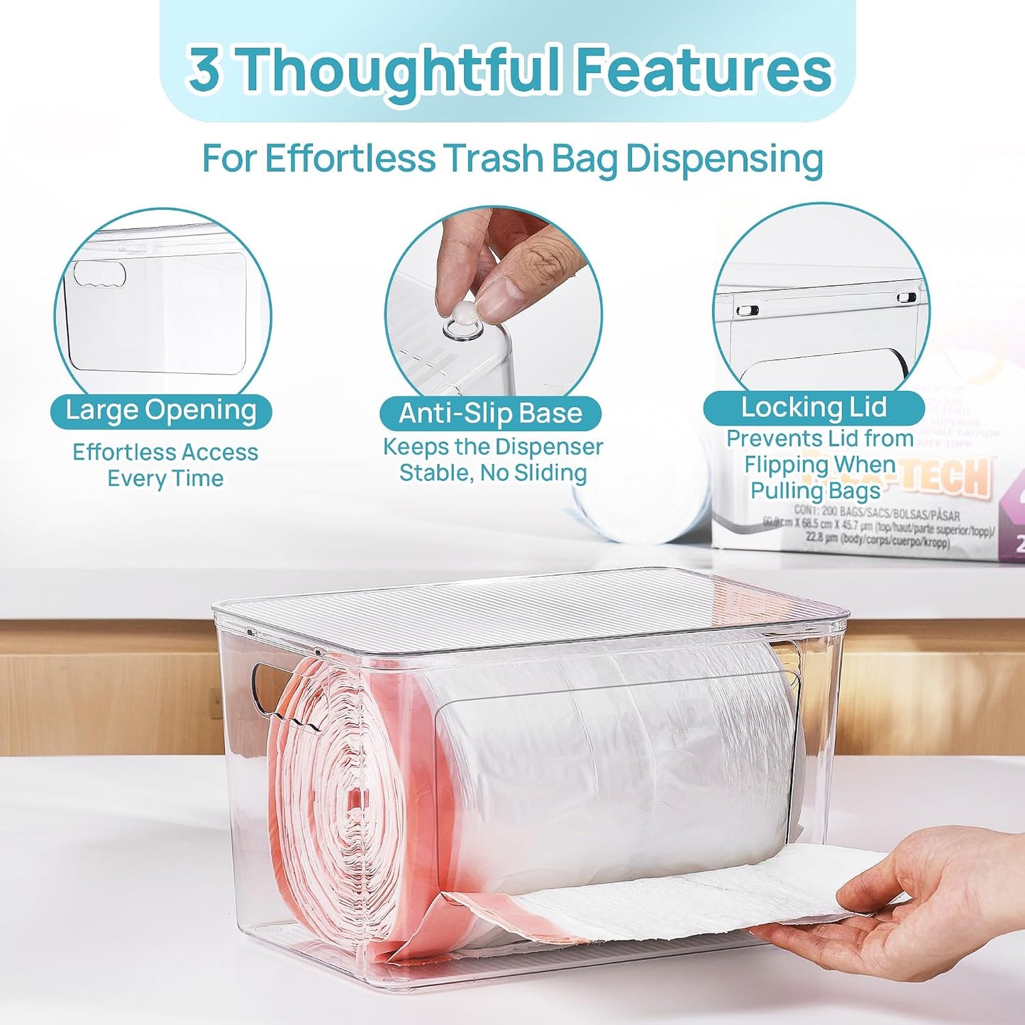 2 Dispensadores bolsas basura transparentes 13/30/33gal